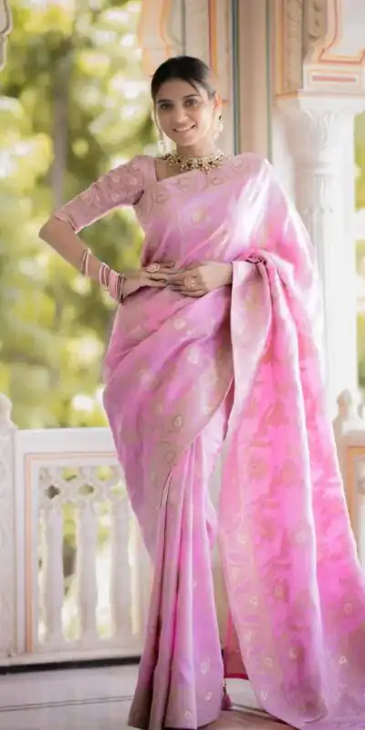 MB 494 Light Pink Color Soft Litchi Silk All Over Weaving Saree Casual, Wedding, Festive, Events . Expected Delivery  4-6 Working Days @1199/- only                                                                                                                                             | Sarees, Bollywood Sarees, Creative Sarees, Designer Sarees, Embroidered Sarees, Ethnic Saree, Modern Digital sarees, Party Wear Sarees