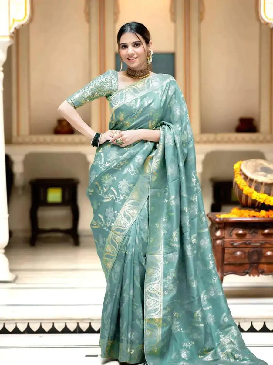 MB 494 Sky Blue Color Soft Litchi Silk All Over Weaving Saree Casual, Wedding, Festive, Events . Expected Delivery  4-6 Working Days @1199/- only                                                                                                                                             | Sarees, Bollywood Sarees, Creative Sarees, Designer Sarees, Embroidered Sarees, Ethnic Saree, Modern Digital sarees, Party Wear Sarees