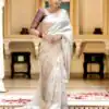 MB 494 White Color Soft Litchi Silk All Over Weaving Saree Casual, Wedding, Festive, Events . Expected Delivery  4-6 Working Days @1199/- only                                                                                                                                             | Sarees, Bollywood Sarees, Creative Sarees, Designer Sarees, Embroidered Sarees, Ethnic Saree, Modern Digital sarees, Party Wear Sarees