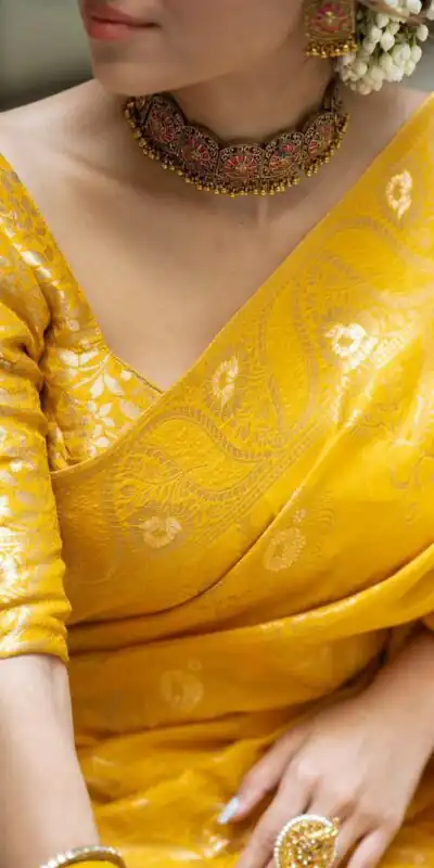 MB 494 Yellow Color Soft Litchi Silk All Over Weaving Saree Casual, Wedding, Festive, Events . Expected Delivery  4-6 Working Days @1199/- only                                                                                                                                             | Sarees, Bollywood Sarees, Creative Sarees, Designer Sarees, Embroidered Sarees, Ethnic Saree, Modern Digital sarees, Party Wear Sarees