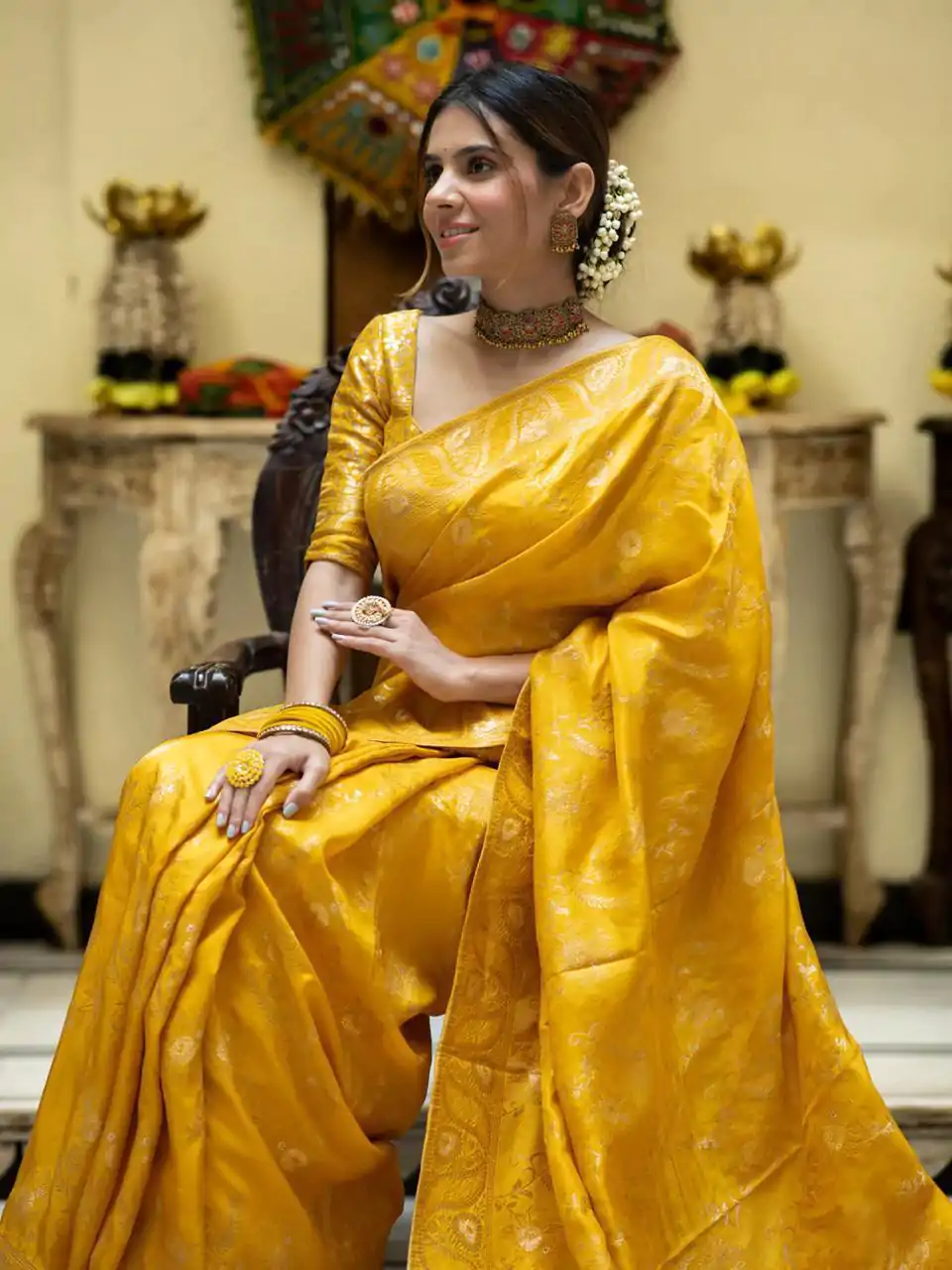 MB 494 Yellow Color Soft Litchi Silk All Over Weaving Saree Casual, Wedding, Festive, Events . Expected Delivery  4-6 Working Days @1199/- only                                                                                                                                             | Sarees, Bollywood Sarees, Creative Sarees, Designer Sarees, Embroidered Sarees, Ethnic Saree, Modern Digital sarees, Party Wear Sarees