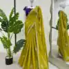 Classic Mustard Yellow Color Tesla Chiffon Work Thread Work Saree