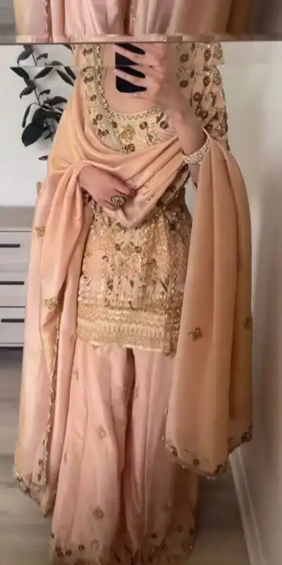 ZSR 3112 Peach Color Jalpari Cotton With Embroidery Sequence Salwar Suit Casual, Wedding, Party, Festive, Events Etc.4-6 Working Days@ 2099/-only | Jump Suits, Salwar suit, Designer Suits, Casual Suits, Creative suits, Palazzo Suits, Party Wear Suits, Patiala Suits, Straight Suits