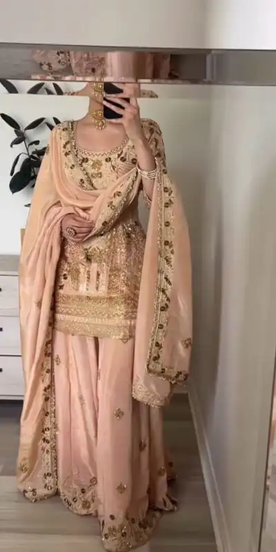 ZSR 3112 Peach Color Jalpari Cotton With Embroidery Sequence Salwar Suit Casual, Wedding, Party, Festive, Events Etc.4-6 Working Days@ 2099/-only | Jump Suits, Salwar suit, Designer Suits, Casual Suits, Creative suits, Palazzo Suits, Party Wear Suits, Patiala Suits, Straight Suits
