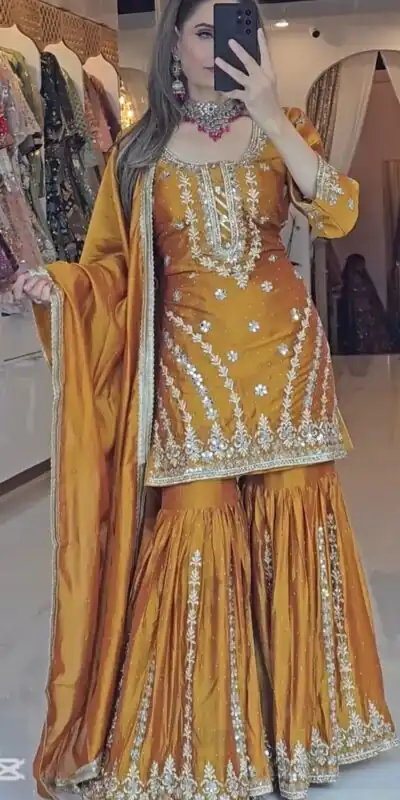 SRK 5248 Yellow Color Foix Georgette Beads With Sequence Salwar Suit Casual, Wedding, Party, Festive, Events Etc.4-6 Working Days@ 2149/-only | Jump Suits, Salwar suit, Designer Suits, Casual Suits, Creative suits, Palazzo Suits, Party Wear Suits, Patiala Suits, Straight Suits