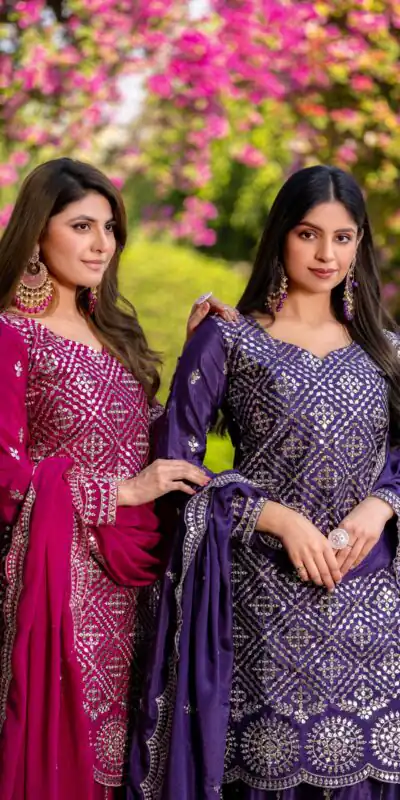 Ram 098 Rani Pink Color Chinon Thread Sequence Work Salwar Suit Casual, Wedding, Festive, Events . Expected Delivery  4-6 Working Days @2349/- only  | Jump Suits, Salwar suit, Designer Suits, Casual Suits, Creative suits, Palazzo Suits, Party Wear Suits, Patiala Suits, Straight Suits