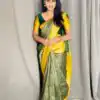 Cute Green Color Lichi Silk Jacquard Work On All Over Saree