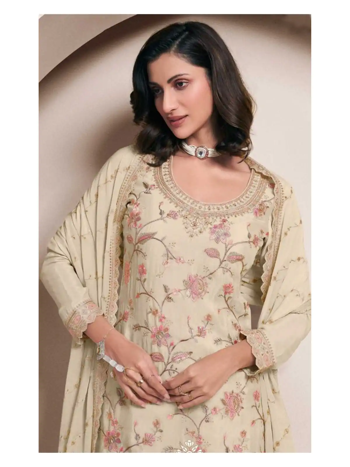 FC 73411 Half White Color Chinon Multi Work Salwar Suit Casual, Wedding, Festive, Events . Expected Delivery  4-6 Working Days @2599/- only      | Jump Suits, Salwar suit, Designer Suits, Casual Suits, Creative suits, Palazzo Suits, Party Wear Suits, Patiala Suits, Straight Suits