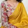 Dazzling Yellow Color Gadwall Chex Arce Work Saree