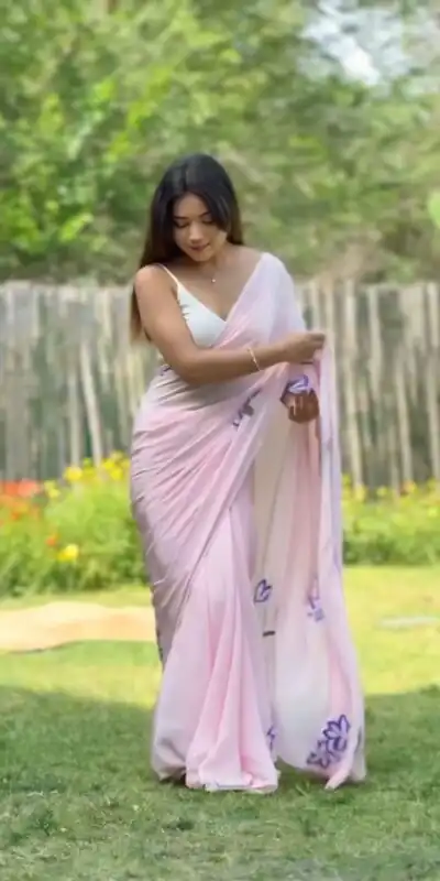 SC 408 Pink Color Pure Soft Georgette Silk Pari Work Saree Casual, Wedding, Festive, Events . Expected Delivery  4-6 Working Days @1599/- only                                                                                                                                           | Sarees, Bollywood Sarees, Creative Sarees, Designer Sarees, Embroidered Sarees, Ethnic Saree, Modern Digital sarees, Party Wear Sarees