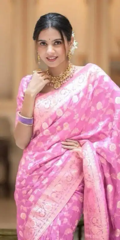 MS 483 Pink Color Soft Litchi Silk Kubera Pattu Saree Casual, Wedding, Festive, Events . Expected Delivery  4-6 Working Days @1199/- only                                                                                                                                             | Sarees, Bollywood Sarees, Creative Sarees, Designer Sarees, Embroidered Sarees, Ethnic Saree, Modern Digital sarees, Party Wear Sarees