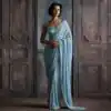 Fancy Sky Blue Color Georgette Khichdi Sequence Work Saree