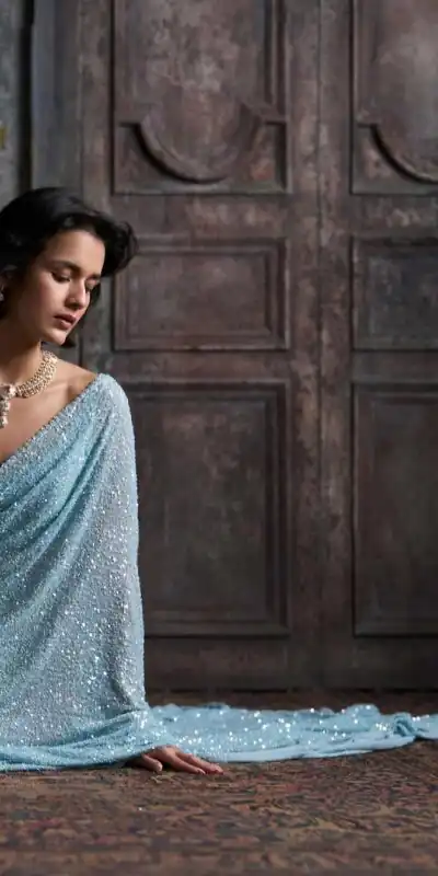 DF 3449Sky Blue Color Georgette Khichdi Sequence Work Saree Casual, Wedding, Festive, Events . Expected Delivery  4-6 Working Days @1899/- only                                                                                                                                           | Sarees, Bollywood Sarees, Creative Sarees, Designer Sarees, Embroidered Sarees, Ethnic Saree, Modern Digital sarees, Party Wear Sarees