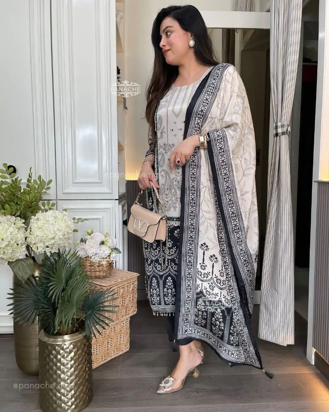 BE 337 White Color Chinon Printed Mirror Work Salwar Suit Casual, Wedding, Festive, Events . Expected Delivery  4-6 Working Days @1799/- only      | Jump Suits, Salwar suit, Designer Suits, Casual Suits, Creative suits, Palazzo Suits, Party Wear Suits, Patiala Suits, Straight Suits