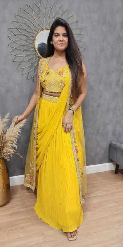 LG 1929 Yellow Color Georgette With Embroidery Lehenga Choli Wedding, Party, Festival, Events Etc. Delivery 4-6 Working Days @1999/- | Lehenga, Bollywood Lehenga, Creative Lehenga, Designer Lehenga, Embroidered Lehenga, Party Wear Lehenga