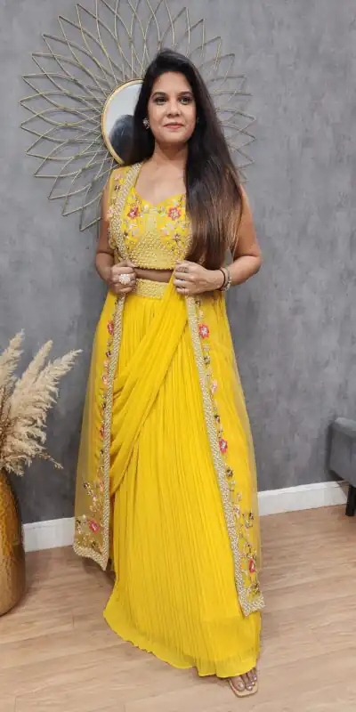 LG 1929 Yellow Color Georgette With Embroidery Lehenga Choli Wedding, Party, Festival, Events Etc. Delivery 4-6 Working Days @1999/- | Lehenga, Bollywood Lehenga, Creative Lehenga, Designer Lehenga, Embroidered Lehenga, Party Wear Lehenga
