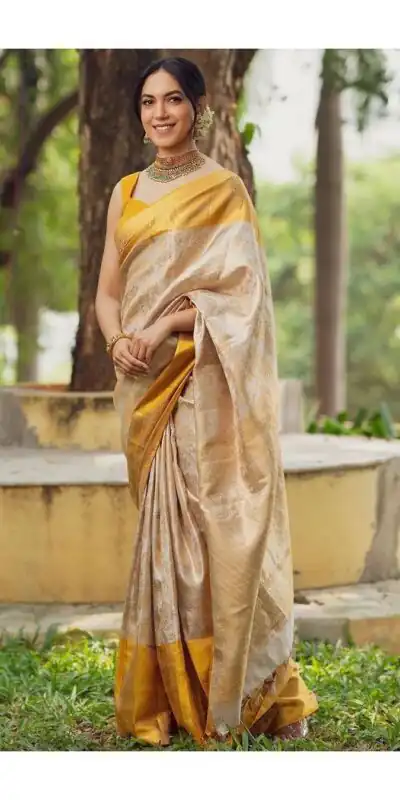 SC 231 Yellow Color Soft Lichi Silk Golden Jari Jacquard border Saree Casual, Wedding, Festive, Events . Expected Delivery  4-6 Working Days @1449/- only                                                                                                                                             | Sarees, Bollywood Sarees, Creative Sarees, Designer Sarees, Embroidered Sarees, Ethnic Saree, Modern Digital sarees, Party Wear Sarees