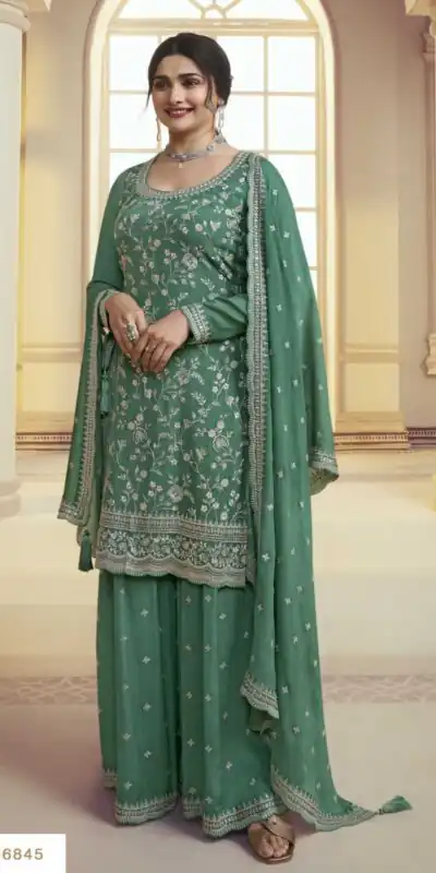 FC 66841 Green Color Chinon Embroidery Multi Work Salwar Suit Casual, Wedding, Party, Festive, Events Etc.4-6 Working Days@ 2299/-only | Jump Suits, Salwar suit, Designer Suits, Casual Suits, Creative suits, Palazzo Suits, Party Wear Suits, Patiala Suits, Straight Suits