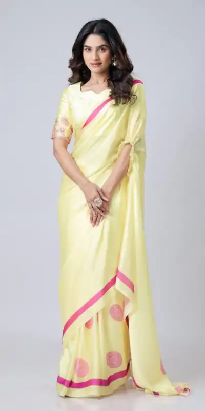 ST 1102B Lemon Yellow Color Japan Satin Digital Print Work Saree Casual, Wedding, Festive, Events . Expected Delivery  4-6 Working Days @1849/- only      | Sarees, Bollywood Sarees, Creative Sarees, Designer Sarees, Embroidered Sarees, Ethnic Saree, Modern Digital sarees, Party Wear Sarees