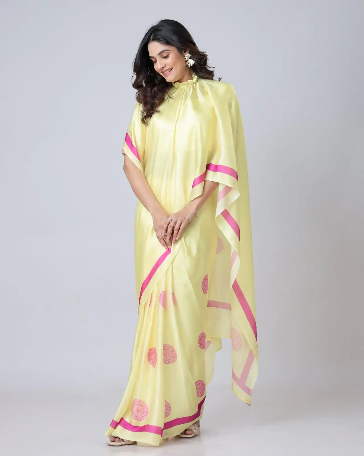 ST 1102B Lemon Yellow Color Japan Satin Digital Print Work Saree Casual, Wedding, Festive, Events . Expected Delivery  4-6 Working Days @1849/- only      | Sarees, Bollywood Sarees, Creative Sarees, Designer Sarees, Embroidered Sarees, Ethnic Saree, Modern Digital sarees, Party Wear Sarees