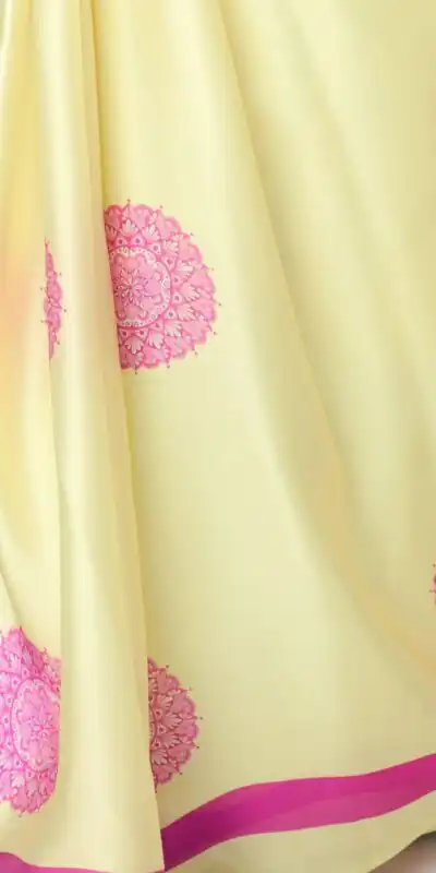 ST 1102B Lemon Yellow Color Japan Satin Digital Print Work Saree Casual, Wedding, Festive, Events . Expected Delivery  4-6 Working Days @1849/- only      | Sarees, Bollywood Sarees, Creative Sarees, Designer Sarees, Embroidered Sarees, Ethnic Saree, Modern Digital sarees, Party Wear Sarees