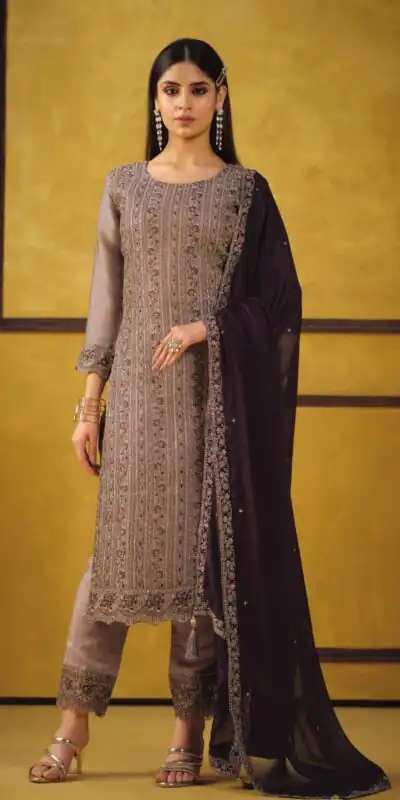 FC 5421 Light Brown Color Rangoli Coding Sequence Work Salwar Suit Casual, Wedding, Party, Festive, Events Etc.4-6 Working Days@ 2749/-only | Jump Suits, Salwar suit, Designer Suits, Casual Suits, Creative suits, Palazzo Suits, Party Wear Suits, Patiala Suits, Straight Suits