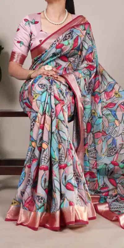 YNF 7019 Multi Color Tushar Silk With Viscose Border Printed Saree Casual, Wedding, Festive, Events . Expected Delivery  4-6 Working Days @1699/- only                                                                                                                                           | Sarees, Bollywood Sarees, Creative Sarees, Designer Sarees, Embroidered Sarees, Ethnic Saree, Modern Digital sarees, Party Wear Sarees