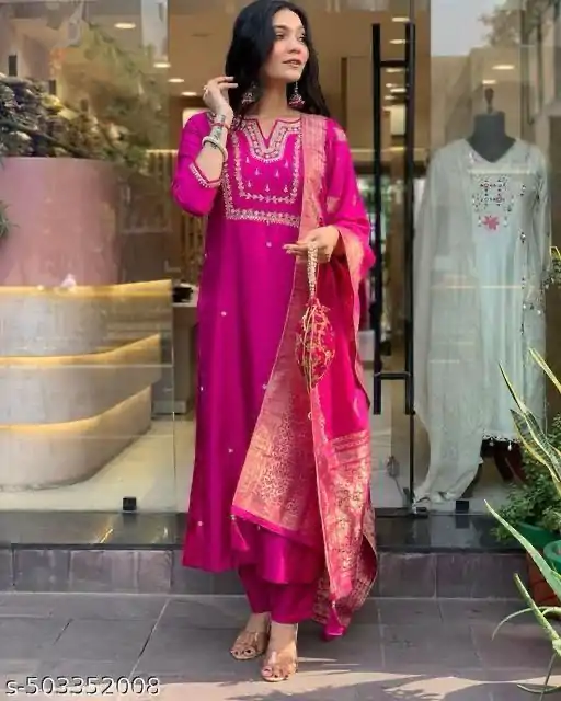 MF 749 Rani pink Color Roman Silk Coding Work Salwar Suit Casual, Wedding, Party, Festive, Events Etc.4-6 Working Days@ 1699/-only | Jump Suits, Salwar suit, Designer Suits, Casual Suits, Creative suits, Palazzo Suits, Party Wear Suits, Patiala Suits, Straight Suits