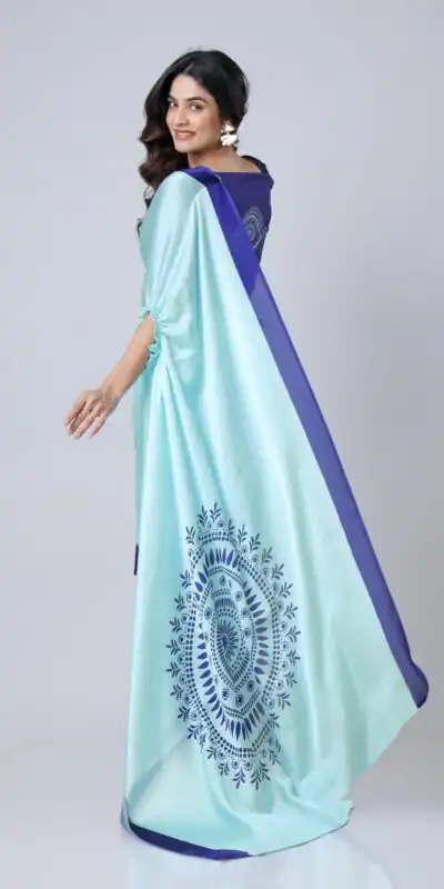 ST 1102B Sky Blue Color Japan Satin Digital Print Work Saree Casual, Wedding, Festive, Events . Expected Delivery  4-6 Working Days @1849/- only      | Sarees, Bollywood Sarees, Creative Sarees, Designer Sarees, Embroidered Sarees, Ethnic Saree, Modern Digital sarees, Party Wear Sarees