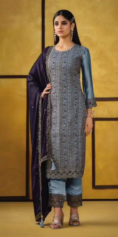 FC 5421 Sky Blue Color Rangoli Coding Sequence Work Salwar Suit Casual, Wedding, Party, Festive, Events Etc.4-6 Working Days@ 2749/-only | Jump Suits, Salwar suit, Designer Suits, Casual Suits, Creative suits, Palazzo Suits, Party Wear Suits, Patiala Suits, Straight Suits