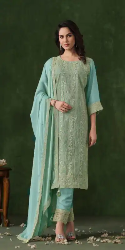 FC 6021 Sky Blue Color Rangoli Coding Sequence Work Salwar Suit Casual, Wedding, Party, Festive, Events Etc.4-6 Working Days@ 2699/-only | Jump Suits, Salwar suit, Designer Suits, Casual Suits, Creative suits, Palazzo Suits, Party Wear Suits, Patiala Suits, Straight Suits