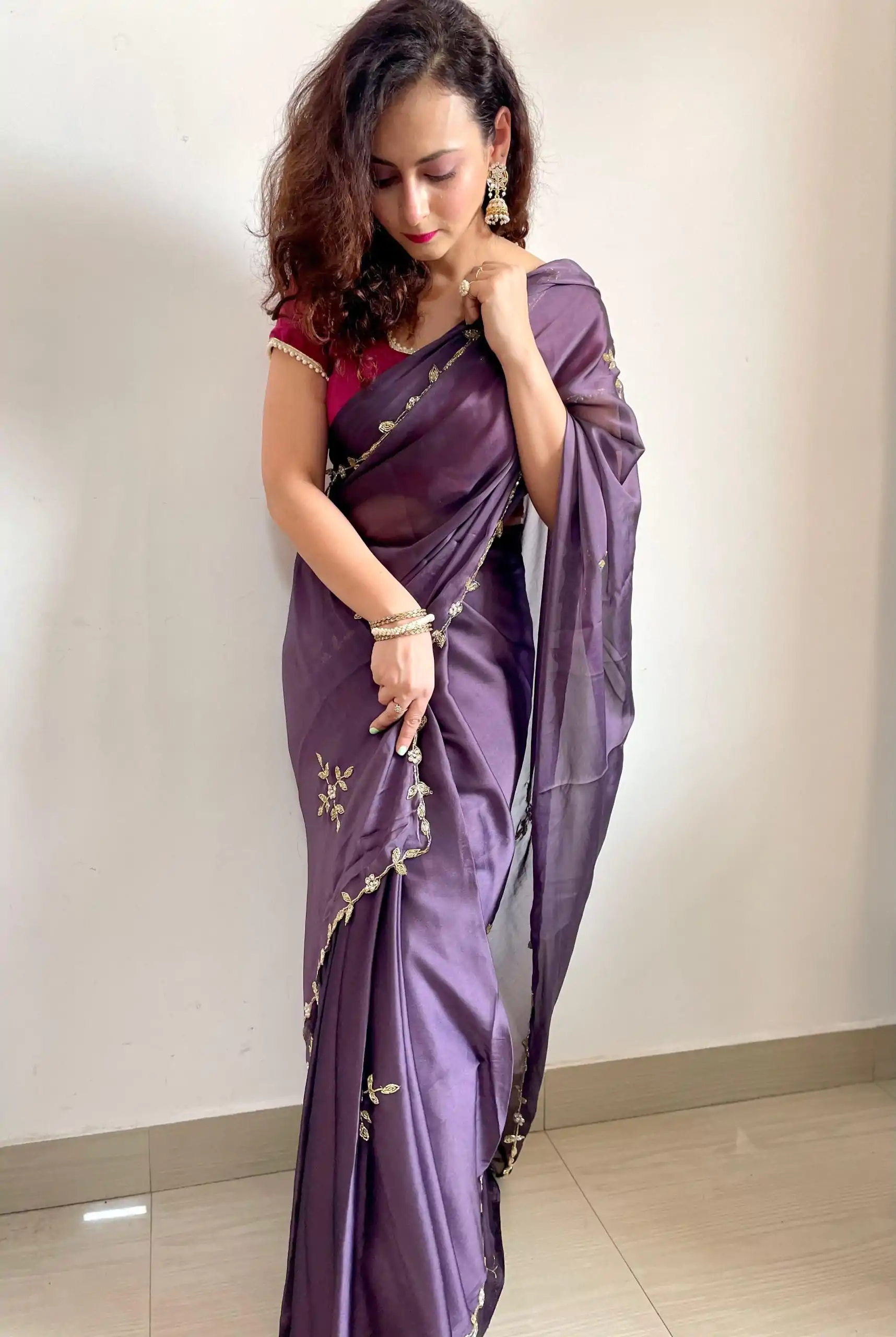  AC Resham Violet Color Rangoli Silk Handwork Cutwork Pearl Saree Casual, Wedding, Festive, Events . Expected Delivery  4-6 Working Days @1999/- only                                                                                                                                             | Sarees, Bollywood Sarees, Creative Sarees, Designer Sarees, Embroidered Sarees, Ethnic Saree, Modern Digital sarees, Party Wear Sarees