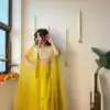 Yellow Georgette Sequence Work On Front Dhoti Suit