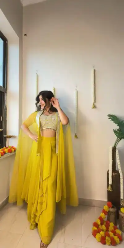 LG 1931 Yellow Color Georgette Sequence Work On Front Dhoti Suit Casual, Wedding, Festive, Events . Expected Delivery  4-6 Working Days @1999/- only      | Jump Suits, Salwar suit, Designer Suits, Casual Suits, Creative suits, Palazzo Suits, Party Wear Suits, Patiala Suits, Straight Suits