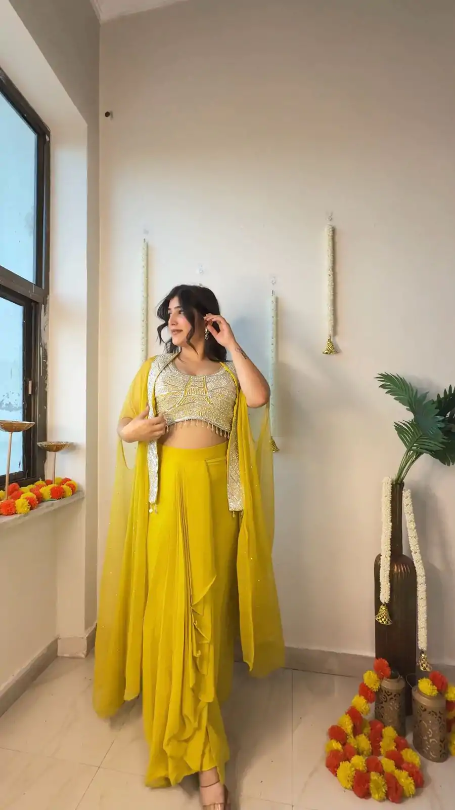 LG 1931 Yellow Color Georgette Sequence Work On Front Dhoti Suit Casual, Wedding, Festive, Events . Expected Delivery  4-6 Working Days @1999/- only      | Jump Suits, Salwar suit, Designer Suits, Casual Suits, Creative suits, Palazzo Suits, Party Wear Suits, Patiala Suits, Straight Suits