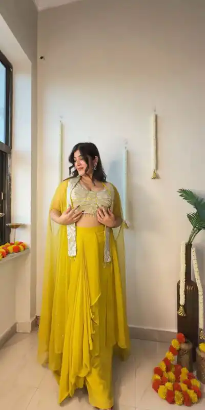 LG 1931 Yellow Color Georgette Sequence Work On Front Dhoti Suit Casual, Wedding, Festive, Events . Expected Delivery  4-6 Working Days @1999/- only      | Jump Suits, Salwar suit, Designer Suits, Casual Suits, Creative suits, Palazzo Suits, Party Wear Suits, Patiala Suits, Straight Suits