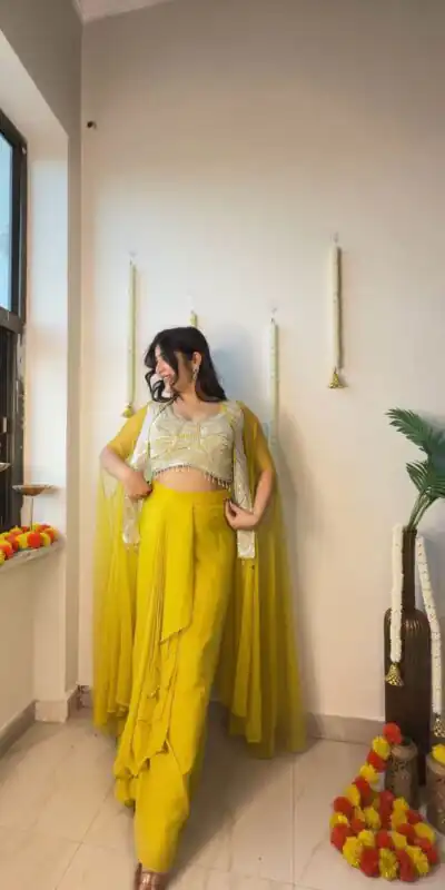 LG 1931 Yellow Color Georgette Sequence Work On Front Dhoti Suit Casual, Wedding, Festive, Events . Expected Delivery  4-6 Working Days @1999/- only      | Jump Suits, Salwar suit, Designer Suits, Casual Suits, Creative suits, Palazzo Suits, Party Wear Suits, Patiala Suits, Straight Suits
