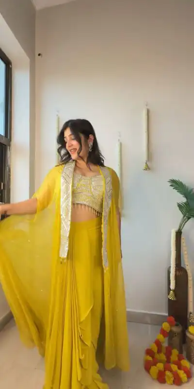 LG 1931 Yellow Color Georgette Sequence Work On Front Dhoti Suit Casual, Wedding, Festive, Events . Expected Delivery  4-6 Working Days @1999/- only      | Jump Suits, Salwar suit, Designer Suits, Casual Suits, Creative suits, Palazzo Suits, Party Wear Suits, Patiala Suits, Straight Suits