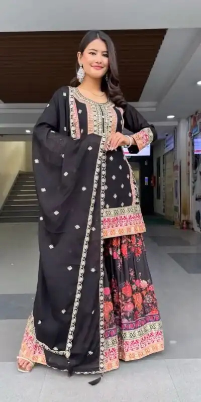 KF 1680 Black Color Georgette Sequences Work Salwar Suit Casual, Wedding, Festive, Events . Expected Delivery  4-6 Working Days @2199/- only      | Jump Suits, Salwar suit, Designer Suits, Casual Suits, Creative suits, Palazzo Suits, Party Wear Suits, Patiala Suits, Straight Suits