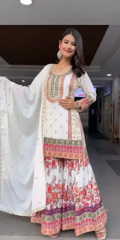 KF 1680 White Color Georgette Sequences Work Salwar Suit Casual, Wedding, Festive, Events . Expected Delivery  4-6 Working Days @2199/- only      | Jump Suits, Salwar suit, Designer Suits, Casual Suits, Creative suits, Palazzo Suits, Party Wear Suits, Patiala Suits, Straight Suits