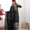 KB 282 Black Color Chinon Silk Embroidery With Jari Work Salwar Suit Casual, Wedding, Festive, Events . Expected Delivery  4-6 Working Days @1949/- only      | Jump Suits, Salwar suit, Designer Suits, Casual Suits, Creative suits, Palazzo Suits, Party Wear Suits, Patiala Suits, Straight Suits