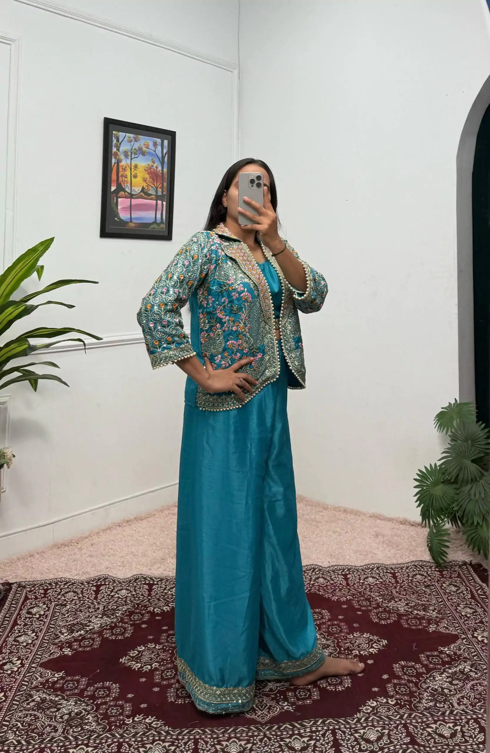 ST 1096 Blue Color Chinon Embroidery Work With Moti Lace Salwar Suit Casual, Wedding, Festive, Events . Expected Delivery  4-6 Working Days @1999/- only      | Jump Suits, Salwar suit, Designer Suits, Casual Suits, Creative suits, Palazzo Suits, Party Wear Suits, Patiala Suits, Straight Suits