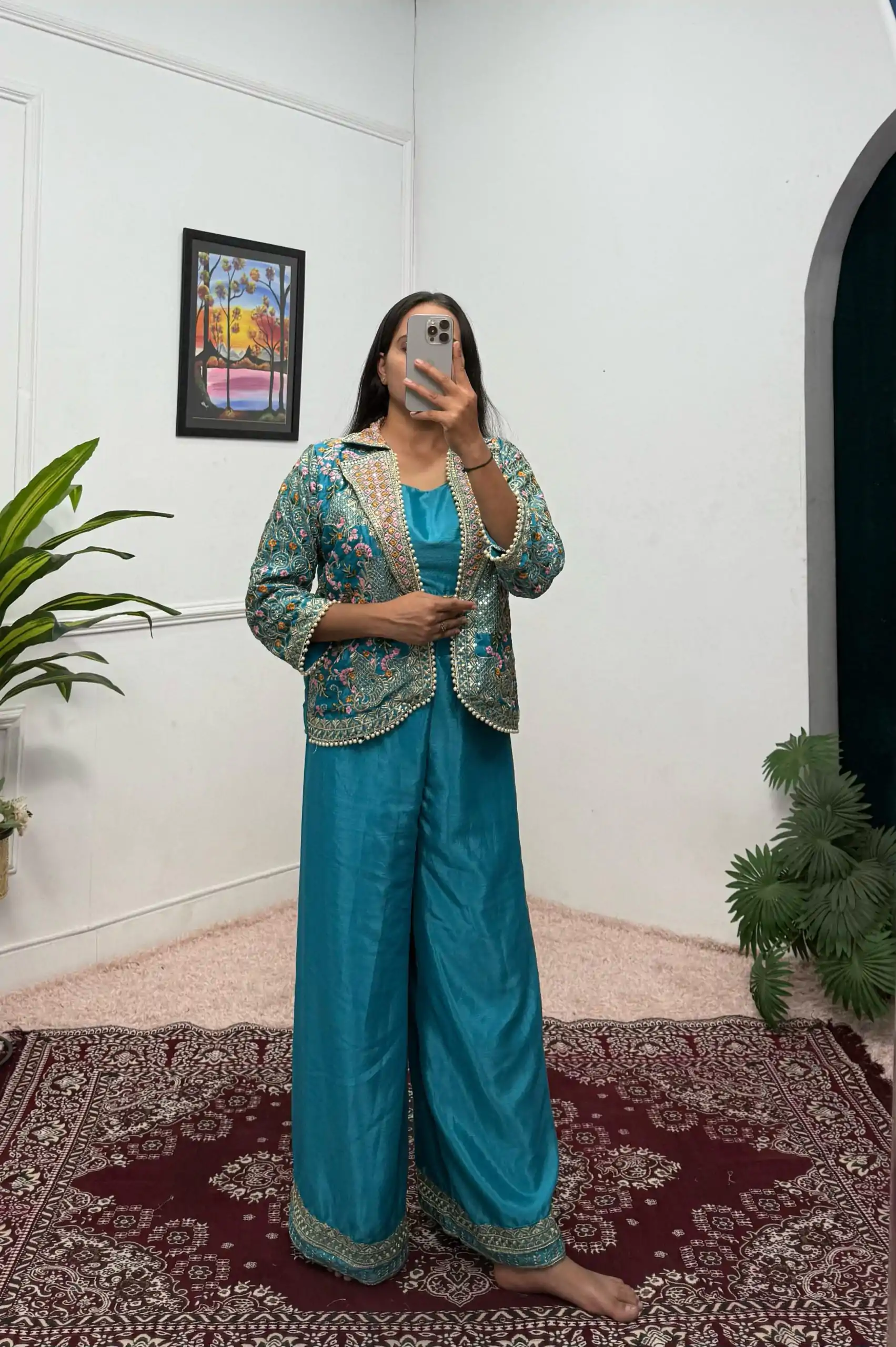 ST 1096 Blue Color Chinon Embroidery Work With Moti Lace Salwar Suit Casual, Wedding, Festive, Events . Expected Delivery  4-6 Working Days @1999/- only      | Jump Suits, Salwar suit, Designer Suits, Casual Suits, Creative suits, Palazzo Suits, Party Wear Suits, Patiala Suits, Straight Suits