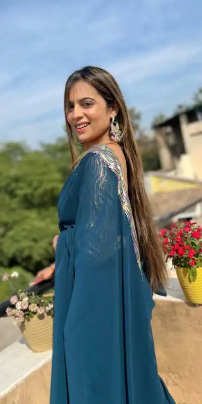 JR 579 Peacock Blue Color Georgette Sequence Work Lace Saree Casual, Wedding, Festive, Events . Expected Delivery  4-6 Working Days @1599/- only                                                                                                                                             | Sarees, Bollywood Sarees, Creative Sarees, Designer Sarees, Embroidered Sarees, Ethnic Saree, Modern Digital sarees, Party Wear Sarees