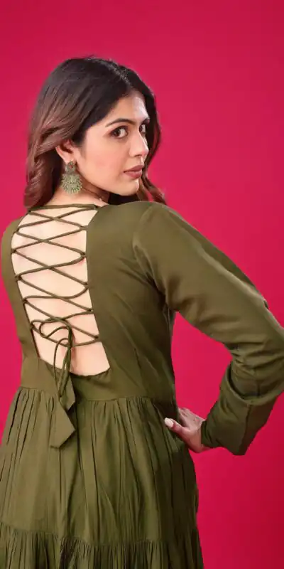 ZSR 3107 Mehandi Color Roman Silk With Embroidery Sequence Work Anarkali Gown Wedding Party, Festive, Events Etc.4-6 Working Days@1799/- only | Gowns, Bollywood Gowns, Creative Gowns, Designer Gowns, Embroidered Gowns, Party Wear Gowns, Straight Suits