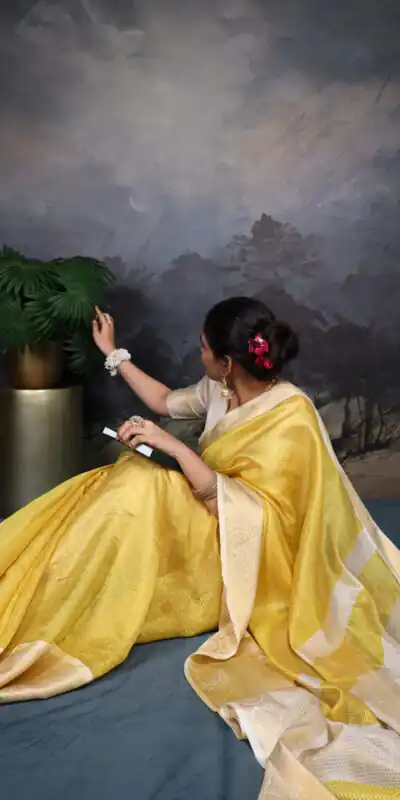 YNF 7403 Yellow Color Jacquard Chex Zari Weaving Work Saree Casual, Wedding, Festive, Events . Expected Delivery  4-6 Working Days @1499/- only                                                                                                                                             | Sarees, Bollywood Sarees, Creative Sarees, Designer Sarees, Embroidered Sarees, Ethnic Saree, Modern Digital sarees, Party Wear Sarees