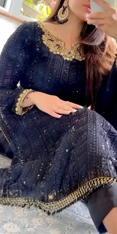 RTC 5702 Black Color Georgette Thread Sequence Work Salwar Suit Wedding, Party, Festive, Events Etc. Expected Delivery 4-6 Working Days @2099/- | Jump Suits, Salwar suit, Designer Suits, Casual Suits, Creative suits, Palazzo Suits, Party Wear Suits, Patiala Suits, Straight Suits