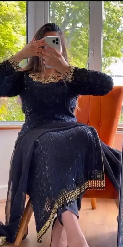 RTC 5702 Black Color Georgette Thread Sequence Work Salwar Suit Wedding, Party, Festive, Events Etc. Expected Delivery 4-6 Working Days @2099/- | Jump Suits, Salwar suit, Designer Suits, Casual Suits, Creative suits, Palazzo Suits, Party Wear Suits, Patiala Suits, Straight Suits