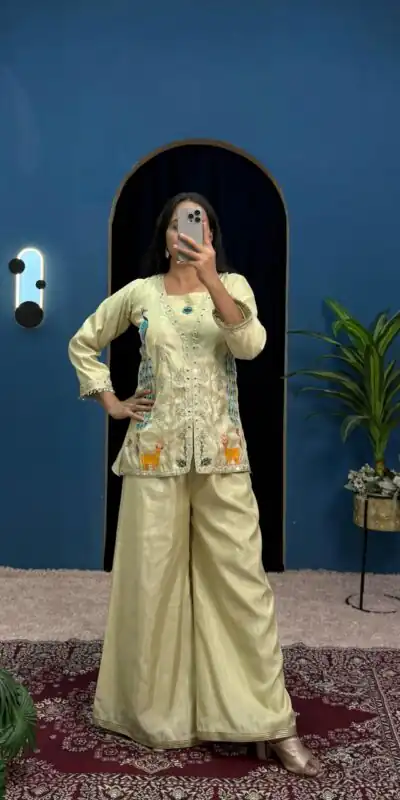 ST 1095 Light Pista Color Shimmer Embroidery Moti With Mirror Salwar Suit Casual, Wedding, Party, Festive, Events Etc.4-6 Working Days@ 1899/-only | Jump Suits, Salwar suit, Designer Suits, Casual Suits, Creative suits, Palazzo Suits, Party Wear Suits, Patiala Suits, Straight Suits