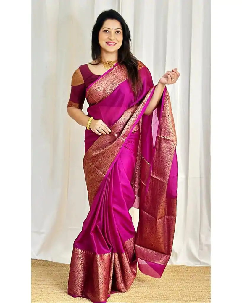 KP 3042 Pink Color Soft Litchi Silk Jacquard Work Saree Casual, Wedding, Festive, Events . Expected Delivery  4-6 Working Days @1349/- only                                                                                                                                           | Sarees, Bollywood Sarees, Creative Sarees, Designer Sarees, Embroidered Sarees, Ethnic Saree, Modern Digital sarees, Party Wear Sarees